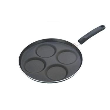 Imagem de Satre Online and Marketing Alumínio antiaderente com 4 cavidades Appam/Uttapam Maker/Dosa Pan com alça lateral redonda (preto)