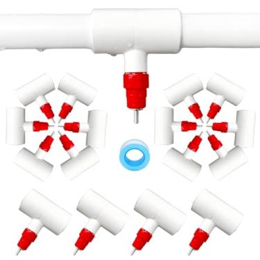 Imagem de MAVGZUL(Pacote com 16) Bicos para Bebedouro de Frango + Conexões T de Pvc para Tubulação de Pvc de 1/2", Bicos E T Horizontais para Aves, Sistema de Bebedouro de Frango Faça Você Mesmo para Gansos, Co