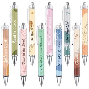 Imagem de Tinlade 10 canetas cristãs para mulheres, canetas de tinta religiosas, presentes de formatura, citações inspiradoras, versículo bíblico, esferográfica, material de escritório engraçado para mulheres e