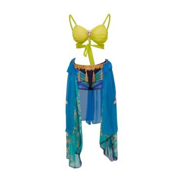 Imagem de iSHOWcos Slave for You Costume Sexy Bra Blue Shorts Skirt Suit Stage Performance Dance Dress Halloween Outift (Small)