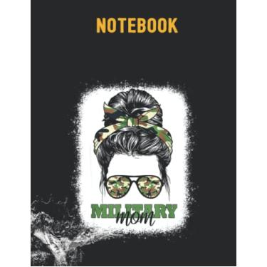 Imagem de Military Mom Bleached Messy Bun Camo Patriotic Mother's Day Notebook 140 Pages 8.5x11in
