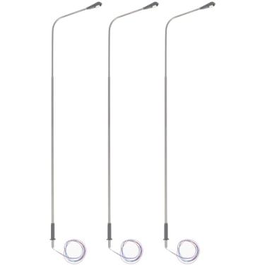 Imagem de ibasenice Lâmpada de rua miniatura modelo trem ferroviário postes LED mini casa de bonecas luz de rua vintage caminho trem ferroviário micro acessórios de paisagem para 3 peças