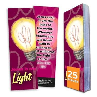 Imagem de Logos Trading Post - Marcador de Livro Infantil Cristão - Jesus é Minha Luz | João 8:12 - Pacote com 25