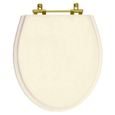 Imagem de Assento Sanitario Poliester Ritz Creme Para Vaso Deca Com Ferragem Dourada