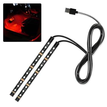 Imagem de Ongfuwu Fita de LED para carro, 12 V 24 luzes LED para atmosfera interior sob o painel, lâmpada decorativa universal para interior automotivo com porta USB, acessórios de carro SUV de caminhão