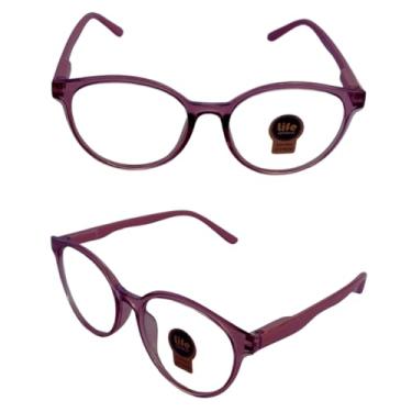 Imagem de Armação Óculos Redondo Brilho Rosa Transparente Sem Grau