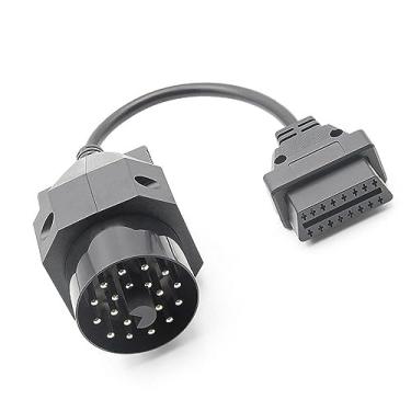 Imagem de E-Car Connection Cabo adaptador OBD de 20 pinos para OBD2 de 16 pinos macho para fêmea de diagnóstico redondo para BMW E36 E46 E38 E39 E53 X5 Z3
