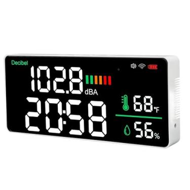 Imagem de Medidor de Decibéis LED 2.4G WiFi Montado na Parede 11 Polegadas LED Temperatura Umidade Tempo Display Medidor de Nível de Som