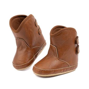Imagem de Sawimlgy Botas de neve de inverno de pelúcia para bebês meninos e meninas, caubói, borlas, laço no tornozelo, com zíper lateral, sola macia, para recém-nascido, quente, primeiro andador, berço,