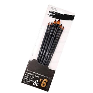 Imagem de Conjunto de Pincéis de Pintura Acrílica Profissional, 6 Peças, Pincéis de Aquarela, Escovas de Cabelo de Nylon para Tela, Aquarela e Tecido (Língua de gato)