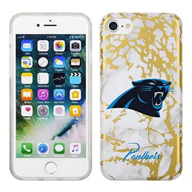 Imagem de Prime Brands Group Capa de celular com design de mármore branco e dourado em TPU para Apple iPhone 8/7/6S - licenciada pela NFL Carolina Panthers