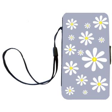 Imagem de Rikki Knight Capa carteira flip cinza com margarida branca e flores amarelas com aba magnética para Samsung Galaxy S3