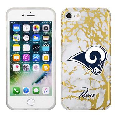Imagem de Prime Brands Group Capa de celular com estampa de mármore branco e dourado em TPU para Apple iPhone 8/7/6S - licenciado pela NFL Los Angeles Rams
