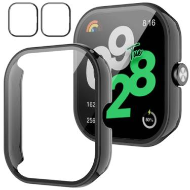 Imagem de Rc-Z Capa protetora de tela para smartwatch Xiaomi Redmi Watch 4, amortecedor de PC rígido e acessórios de substituição de filme de vidro temperado para Redmi Watch 4, preto