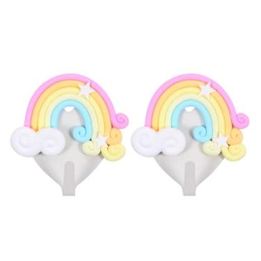 Imagem de 2 Unidades Gancho pegajoso sem vestígios decoração de parede arco-íris chaveiro de parede ganchos para chapéus prateleiras de armazenamento suporte de armazenamento de parede amar