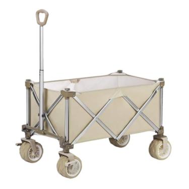 Imagem de carroça Carrinho de vagão portátil com rodas dobrável carrinho de jardim de acampamento para mercearia praia vagão com rodas removíveis 150kg/331lb dobrável