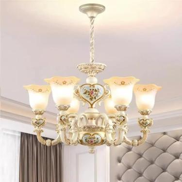 Imagem de Europeu Luxo Sala de Estar Lâmpada Pendente Americano Retro Restaurante Quarto Villa Hotel Roupa Salão de Beleza Café Lustre (A 6 luzes)