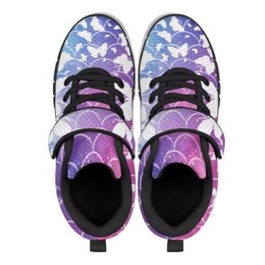 Imagem de GOSTONG Tênis infantil para meninos e meninas, respirável, esportivo, leve, antiderrapante, tênis escolar tamanho 11-15, Borboleta, 15 Little Kid