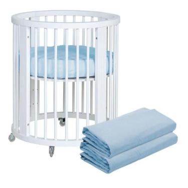 Imagem de Kit 2 Lençóis de Elástico Berço Crescer Fase 1 Redondo 69cm Azul Arrum