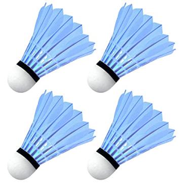 Imagem de YUANZ Badminton LED, pacote com 4 badminton, peteca de iluminação que brilha no escuro para atividades esportivas internas e externas (azul)