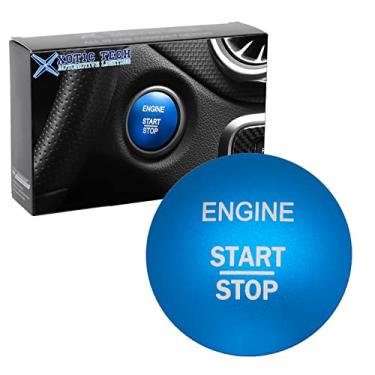 Imagem de Xotic Tech Alumínio Keyless Start Engine Stop Button Adesivos Capa Guarnição Compatível com Mercedes Benz B C E S G CL SL ML GL CLA GLC GLK GLS Class (Azul)