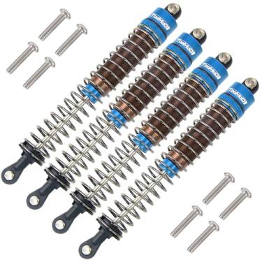 Imagem de TOOMOD Kit de amortecedores de 1/10 110 mm RC preenchido com óleo para Tamiya Bullhead Super Clod Buster TRX4 Axial SCX10 D90 Crawler Car Buggy Upgrades Reposição Peças (Azul)