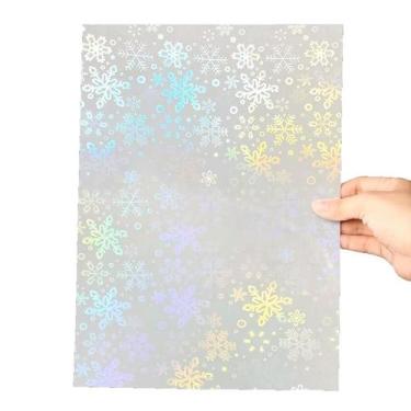 Imagem de Papel Adesivo Holográfico Vinil Flocos de Neve Snow A4 50Fls - Motivat