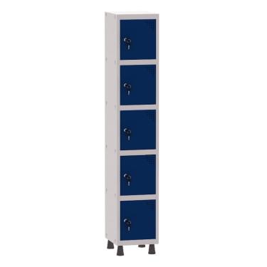 Imagem de Armário Guarda Volume Locker Roupeiro 1 Vão 5 Portas Aço GRF501/5 Cinza e Azul Del Rey - Pandin