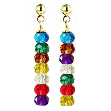 Imagem de AIEDE Brincos femininos com contas facetadas multicoloridas, Medium, Acrílico, Sem pedra preciosa