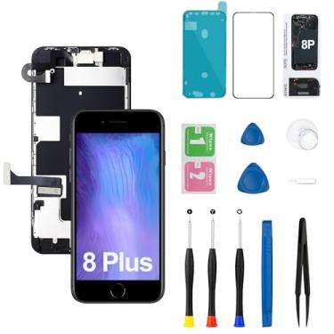 Imagem de Kit de substituição de tela para iPhone 8 Plus A1864 A1897 A1898 com sensor de proximidade de alto-falante auricular Botão Home Câmera frontal 3D Touch LCD Display digitalizador preto 14.0 cm
