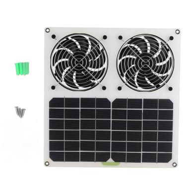 Imagem de Painel Solar Powered Fan 12 polegadas Impermeável Dual Fan 100W Solar Exhaust Fan para Chicken House Greenhouse ABS Monocrystalline Silicon 28x30x3cm