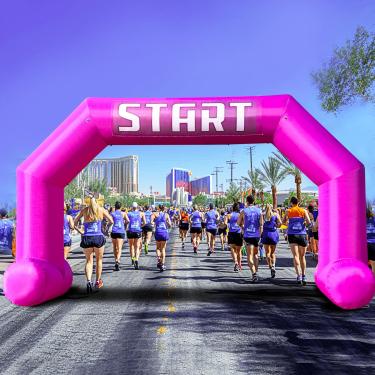 Imagem de Sewinfla Arco Inflável De 20 Pés Para Linha Chegada E Largada, Roxo Escuro, Com Soprador Potente, Hexagonal Publicidade Externa Corrida Comércio