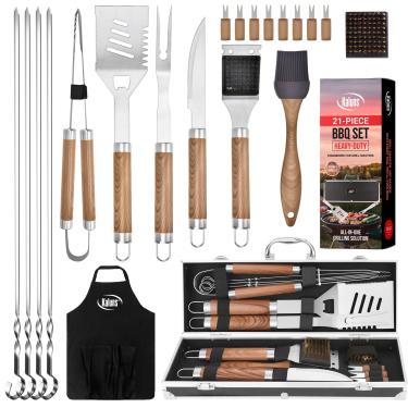 Imagem de Kaluns Acessórios Para Grelhar, Presentes O Pai No Dia Dos Pais, Conjunto De Grelha Aço Inoxidável Resistente, Churrasqueira Ao Ar Livre Com Caixa Alumínio E Avental, Melhores Homens Pais