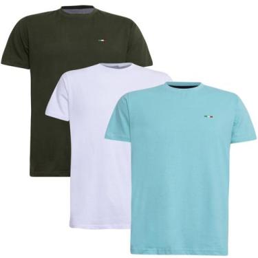 Imagem de Kit 3  Camisetas Básicas com Bordado Algodão Itália Masculina - INDUST