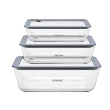 Imagem de Conjunto de Potes de Vidro Tramontina Vittra com Tampa Hermética de Si