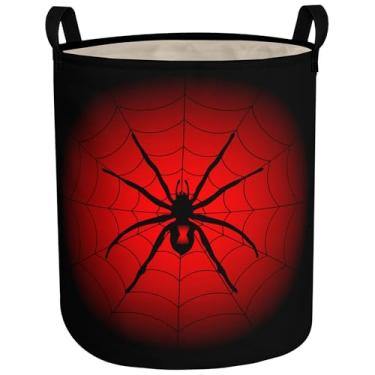 Imagem de Cesta de roupa suja dobrável com alças sacola impermeável pano oxford engraçado cesto de roupa balde de roupas organizador de brinquedos 43L para banheiro/lavanderia/quarto (aranha, 43L)