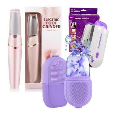 Imagem de Kit Ice Face Roller Facial + lixa Elétrica e Depilador Facial - ICE RO