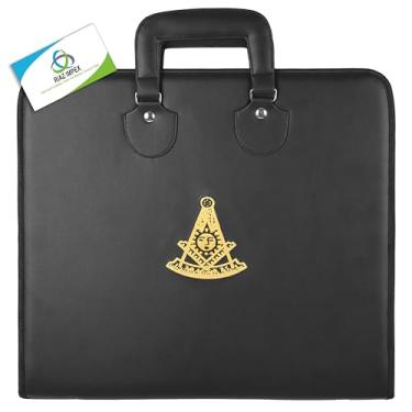 Imagem de RIAZ IMPEX Masonic Regalia Avental macio Estojo de transporte Master Mason/Past master case bordado presente para maçom - maçom (estojo mestre passado preto)
