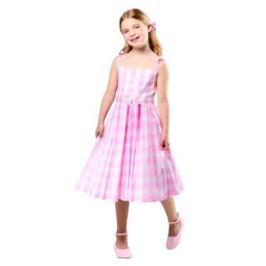 Imagem de Rubies Barbie Perfect Day lindo vestido de fantasia em rosa do filme Barbie, com cinto e laço de cabelo para crianças, meninas, pequeno para festas temáticas e Halloween