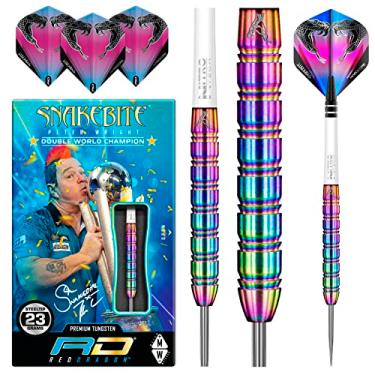 Imagem de Red Dragon Peter Wright Snakebite PL15: 22 g - Conjunto de dardos de tungstênio com voos e hastes