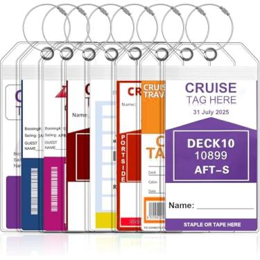 Imagem de Etiquetas de bagagem de cruzeiro, pacote com 8 porta-etiquetas de bagagem de cruzeiro para Royal Caribbean, Celebrity Cruise Essentials, Carnaval, NCL, Princess, MSC Cruise Ships Essentials