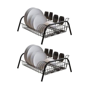 Imagem de Kit 2 Escorredores de Louças Cama Isabela com Porta Copos Preto