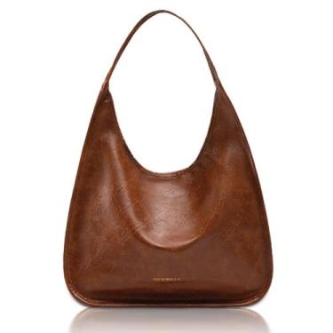 Imagem de Bolsa de ombro de couro PU Hobo Purse NEWBELLA marrom