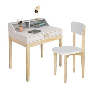 Imagem de Kit Mesinha de estudo com cadeirinha Infantil Branco - LCN Moveis