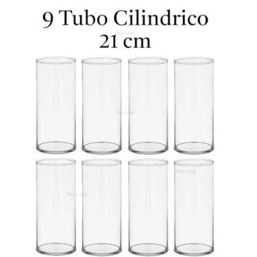 Imagem de Vaso cilindrico Tubo vidro 21 cm decoração castical kit 6 - Vaso tubo