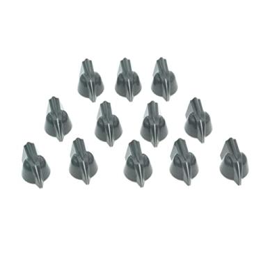 Imagem de KAISH 12 peças de 6,35 mm vintage elevadas mini maçanetas de cabeça de frango tamanho pequeno para violão com potenciômetro de baixo, botão amplificador, pedal de efeito, botões de cabeça de galinha com conjunto de parafusos, cinza