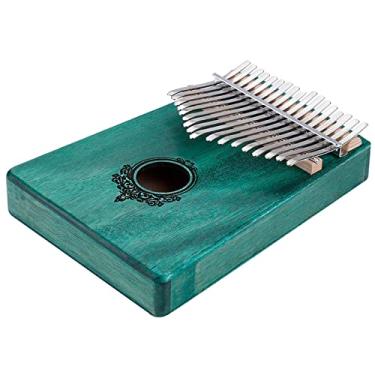 Imagem de Piano de Polegar Portátil de MBA 17 Teclas Com Corpo Mogno e Teclas Metal - Instrumento Musical para As Idades (Verde)