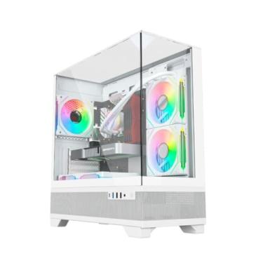 Imagem de Gabinete Gamer Liketec Mahal Snow, Mid Tower, Vidro Panorâmico e Teto em Vidro, USB 3.0, Branco