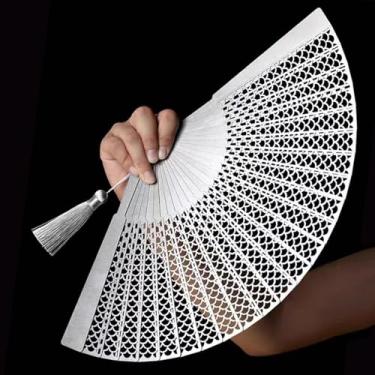 Imagem de DDMDBYHRY Ventilador dobrável de aço inoxidável completo Ventilador de metal portátil Kungfu Ventilador de artesanato dobrável à mão fácil de transportar autoarma 04