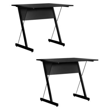 Imagem de Kit 2 Mesas Para Escrivaninha Zetta 90cm Pés Metálicos Preto - Fit Mobel